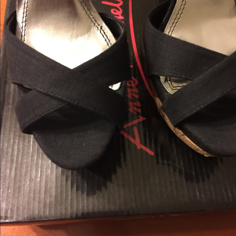 High heeled platform shoes.